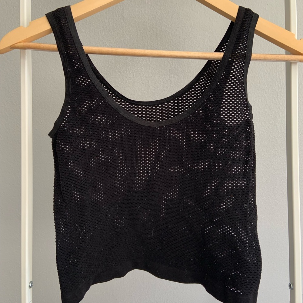 Black Net Mesh Crop Top